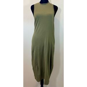 Tobi Army Green Sleeveless Pullover Knit Lightweight Razorback Dress Women's S